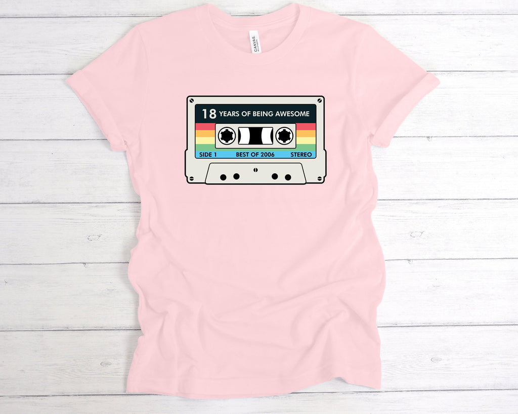 Get trendy with Cassette 18 Years Of Being Awesome T-Shirt - T-Shirt available at DizzyKitten. Grab yours for £12.99 today!