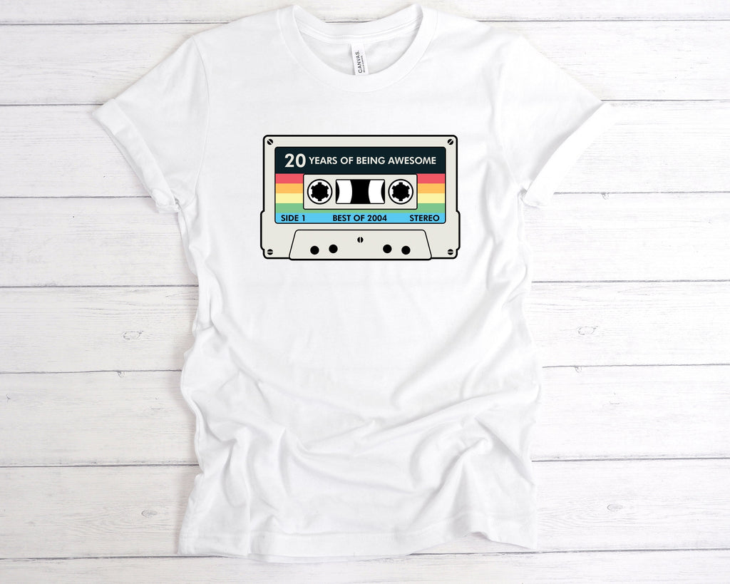 Get trendy with Cassette 20 Years Of Being Awesome T-Shirt - T-Shirt available at DizzyKitten. Grab yours for £12.99 today!