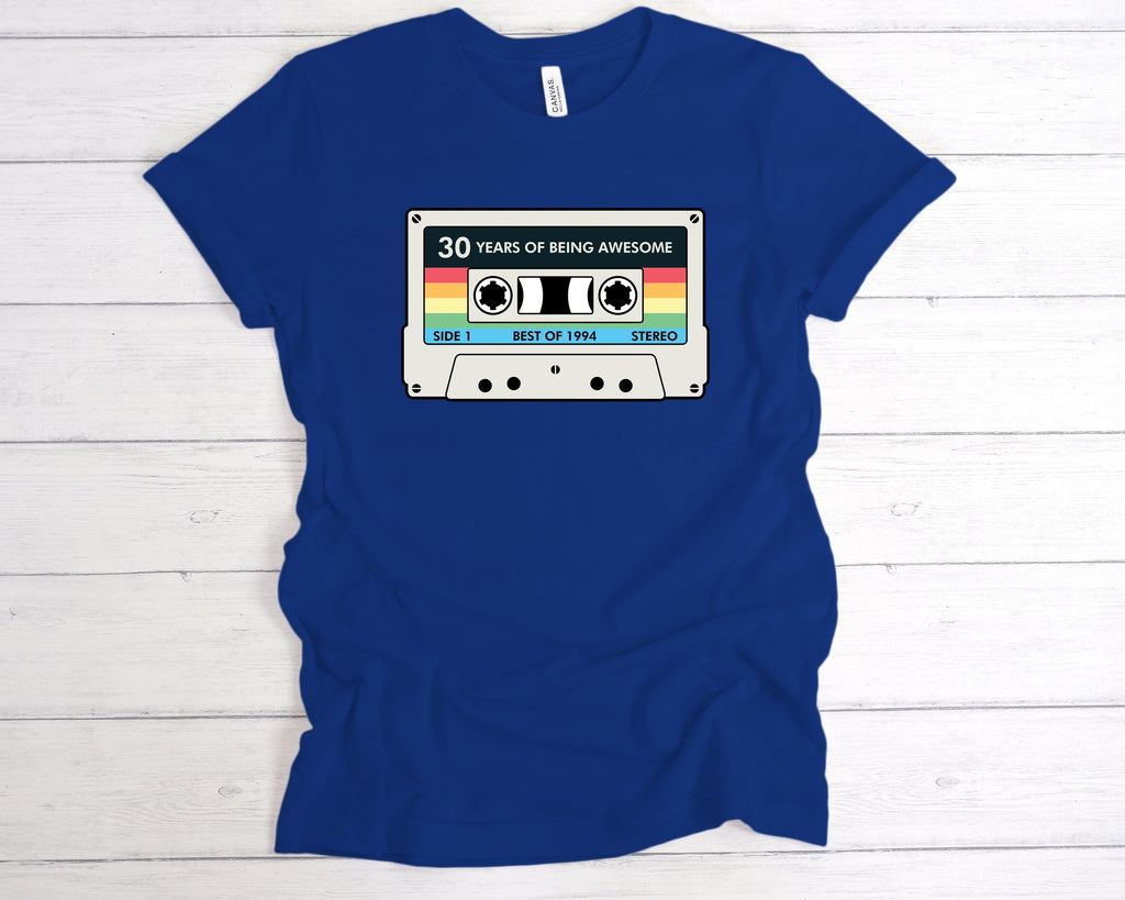 Get trendy with Cassette 30 Years Of Being Awesome T-Shirt - T-Shirt available at DizzyKitten. Grab yours for £12.99 today!