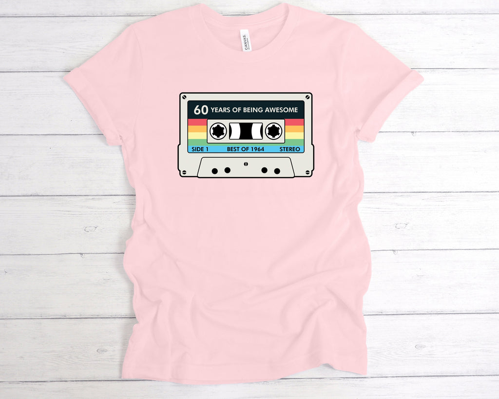 Get trendy with Cassette 60 Years Of Being Awesome T-Shirt - T-Shirt available at DizzyKitten. Grab yours for £12.99 today!