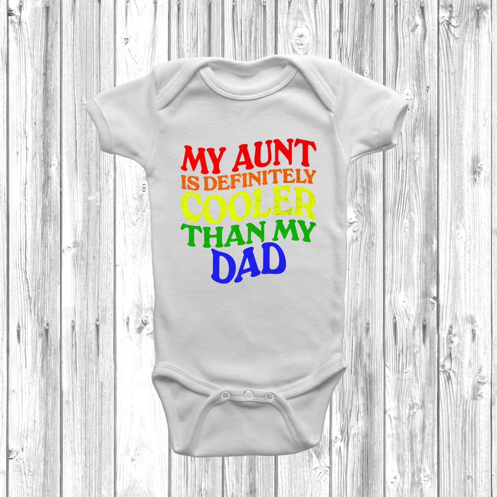 Get trendy with My Aunt is Definitely Cooler Than My Dad Baby Grow - Baby Grow available at DizzyKitten. Grab yours for £9.99 today!