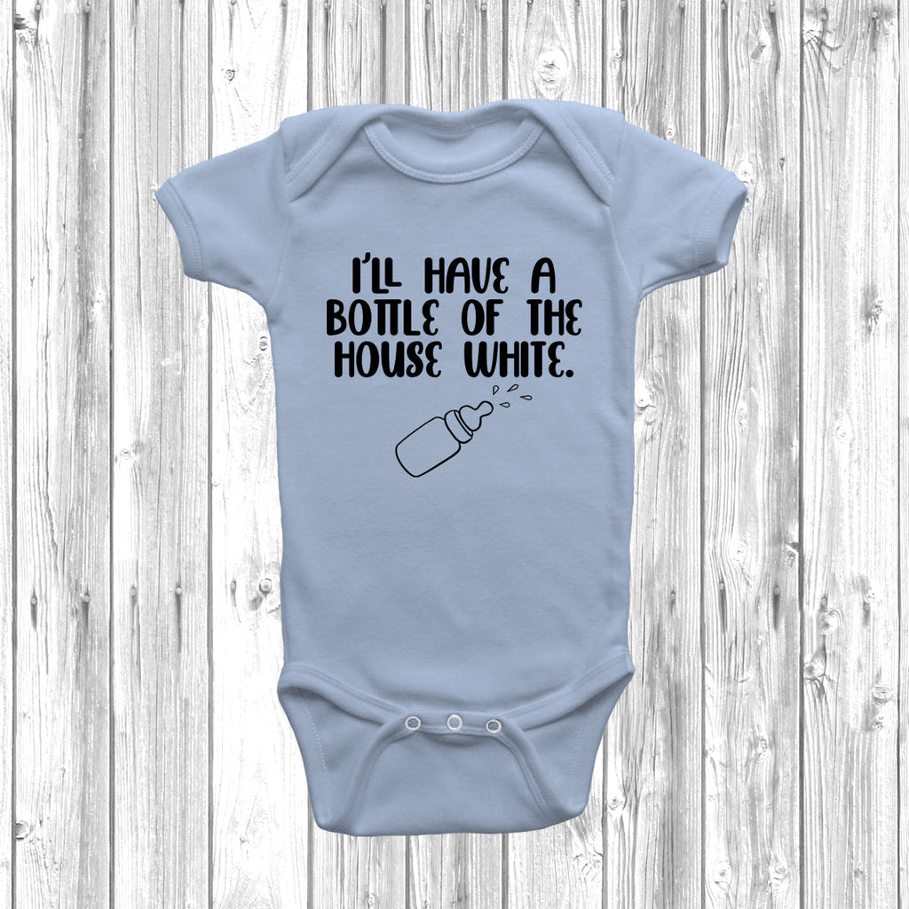 Get trendy with I'll Have A Bottle Of The House White Baby Grow - Baby Grow available at DizzyKitten. Grab yours for £8.45 today!