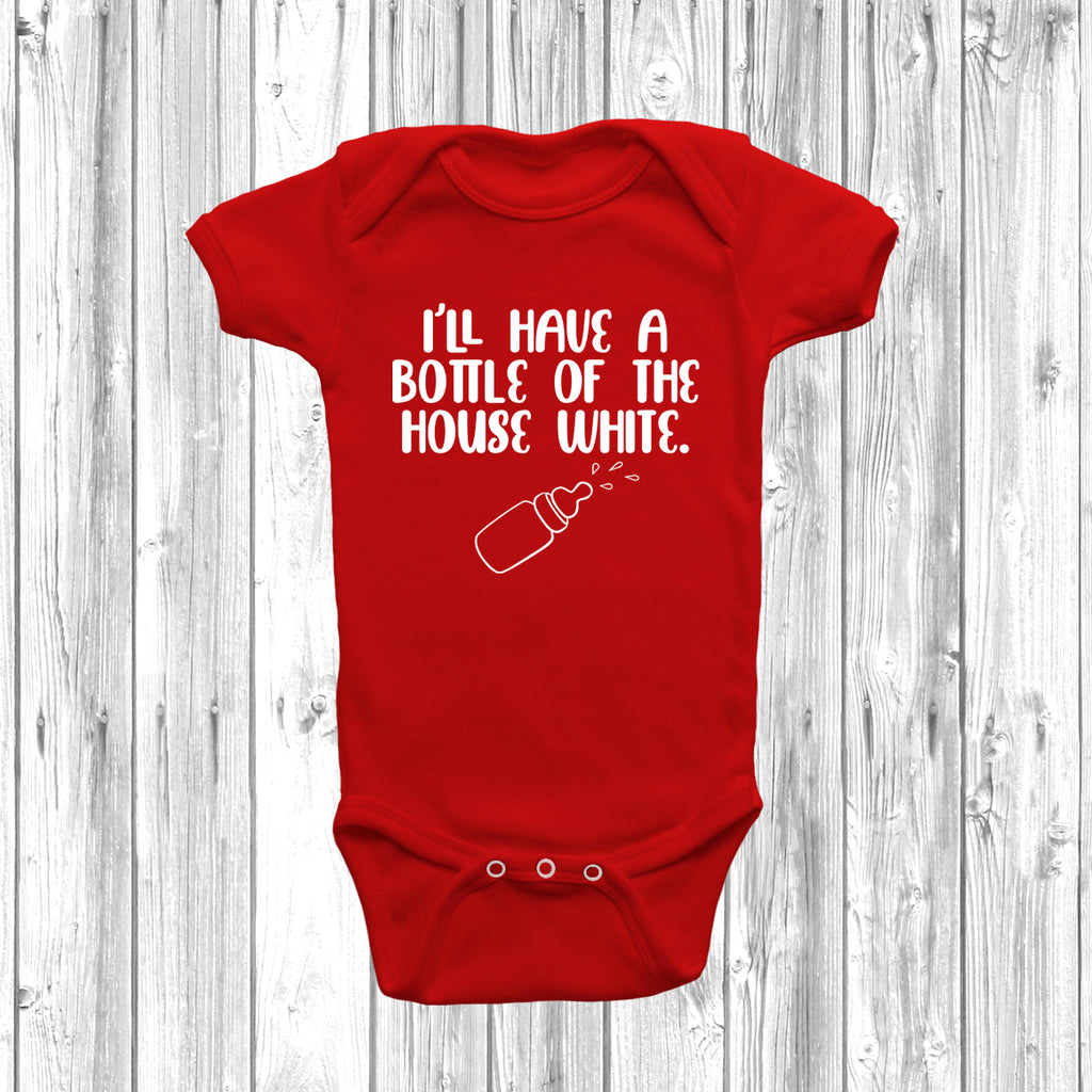 Get trendy with I'll Have A Bottle Of The House White Baby Grow - Baby Grow available at DizzyKitten. Grab yours for £8.45 today!