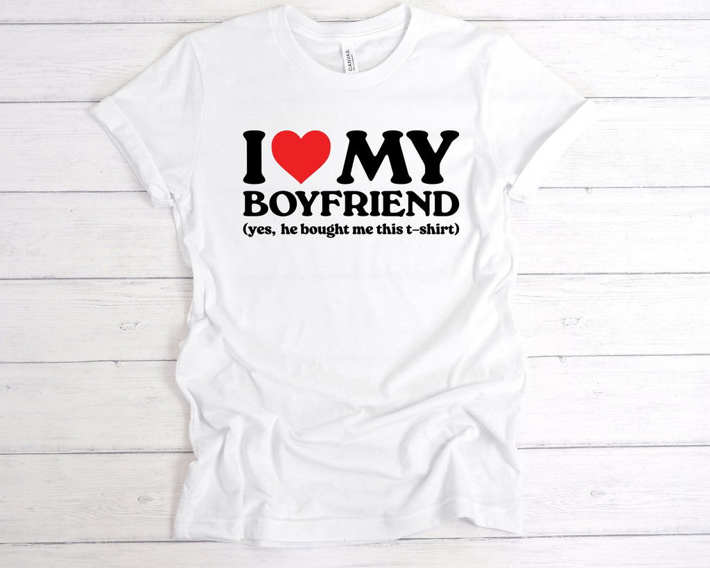 Get trendy with I Love My Boyfriend He Bought Me This T-Shirt - T-Shirt available at DizzyKitten. Grab yours for £12.99 today!