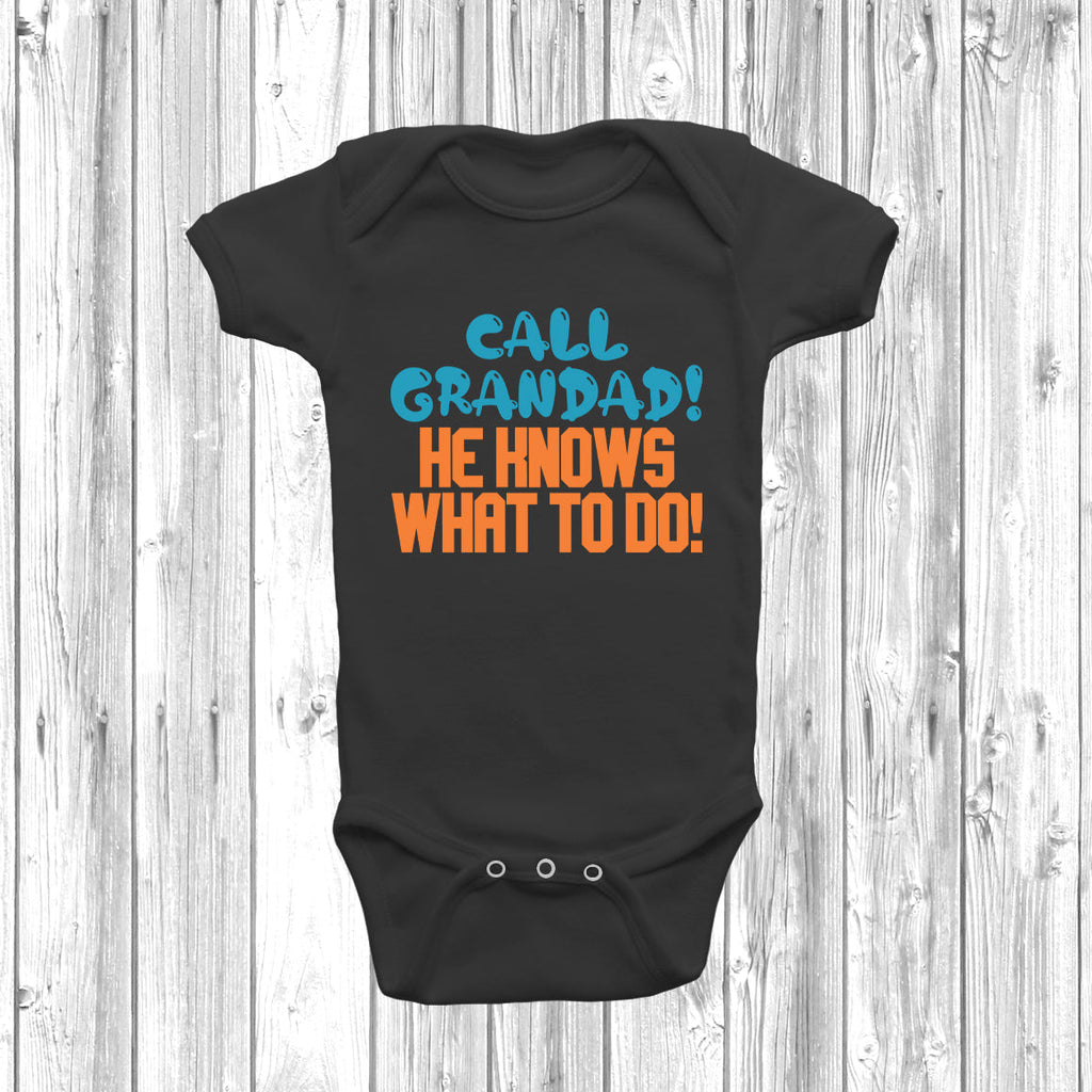 Get trendy with Call Grandad He Knows What To Do Baby Grow - Baby Grow available at DizzyKitten. Grab yours for £9.49 today!