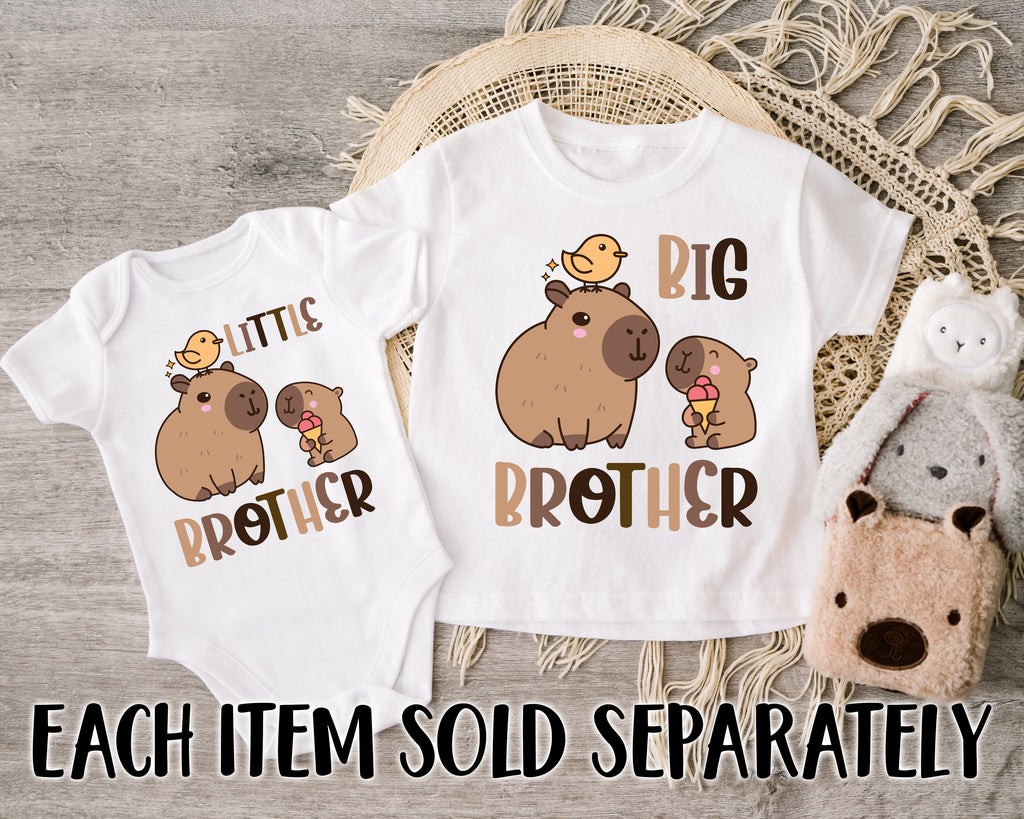 Get trendy with Capybara Big Brother Little Brother T-Shirt Baby Grow Set -  available at DizzyKitten. Grab yours for £9.45 today!