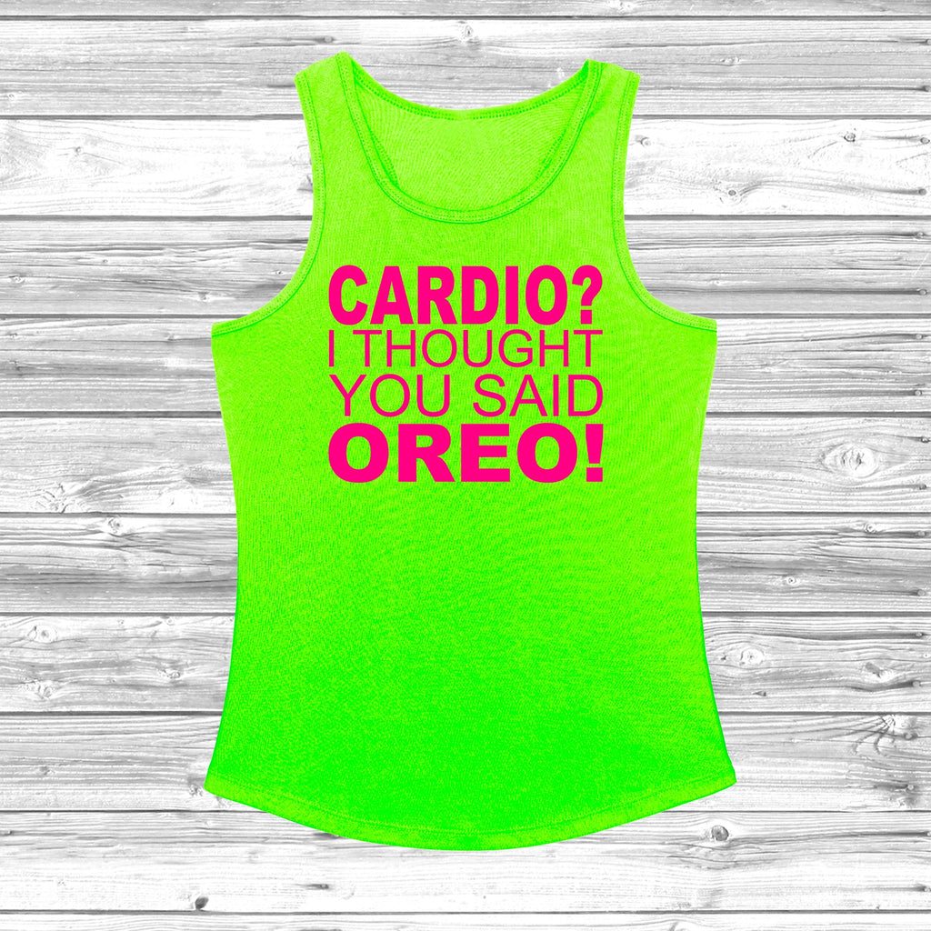 Get trendy with Cardio? I Thought You Said Oreo! Women's Cool Vest - Vest available at DizzyKitten. Grab yours for £11.49 today!