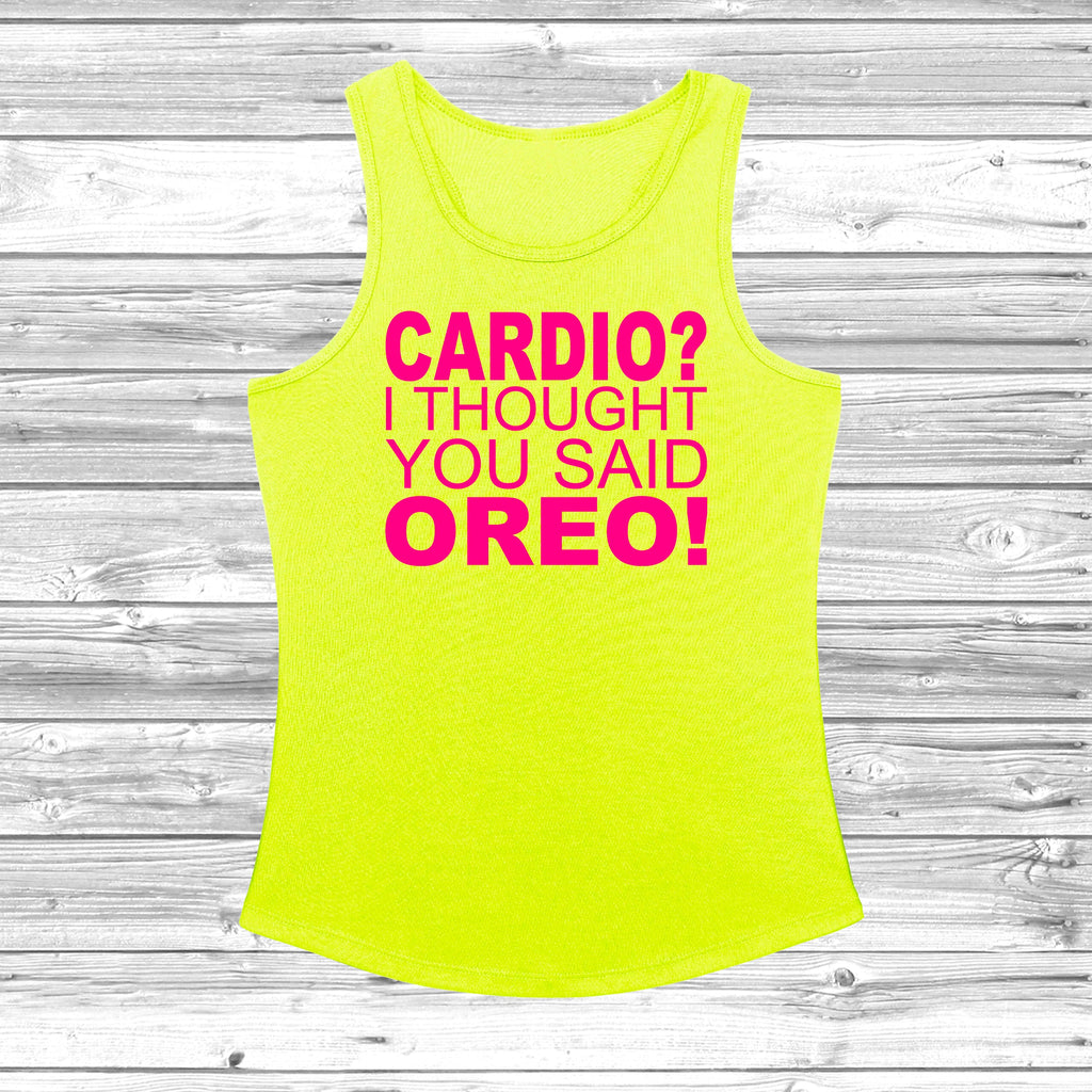 Get trendy with Cardio? I Thought You Said Oreo! Women's Cool Vest - Vest available at DizzyKitten. Grab yours for £11.49 today!