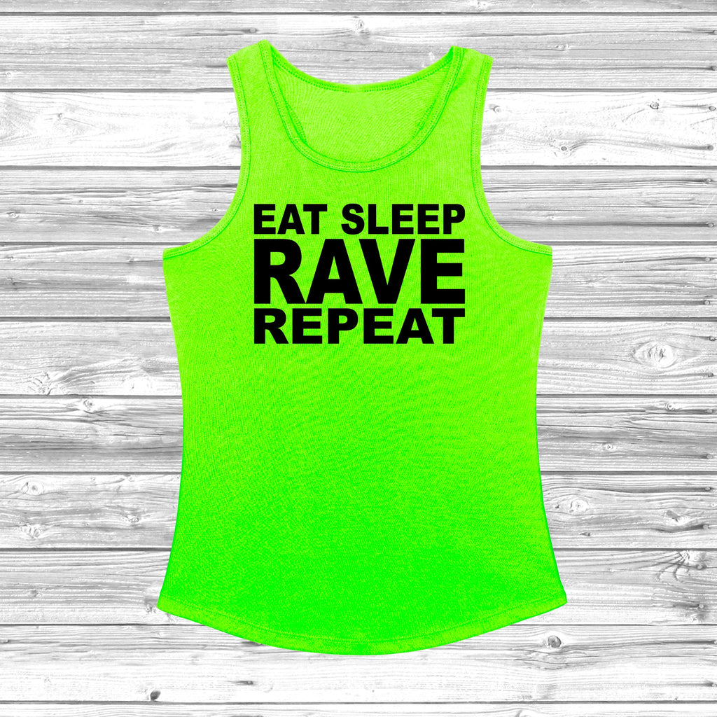 Get trendy with Eat Sleep Rave Repeat Women's Cool Vest - Vest available at DizzyKitten. Grab yours for £11.49 today!