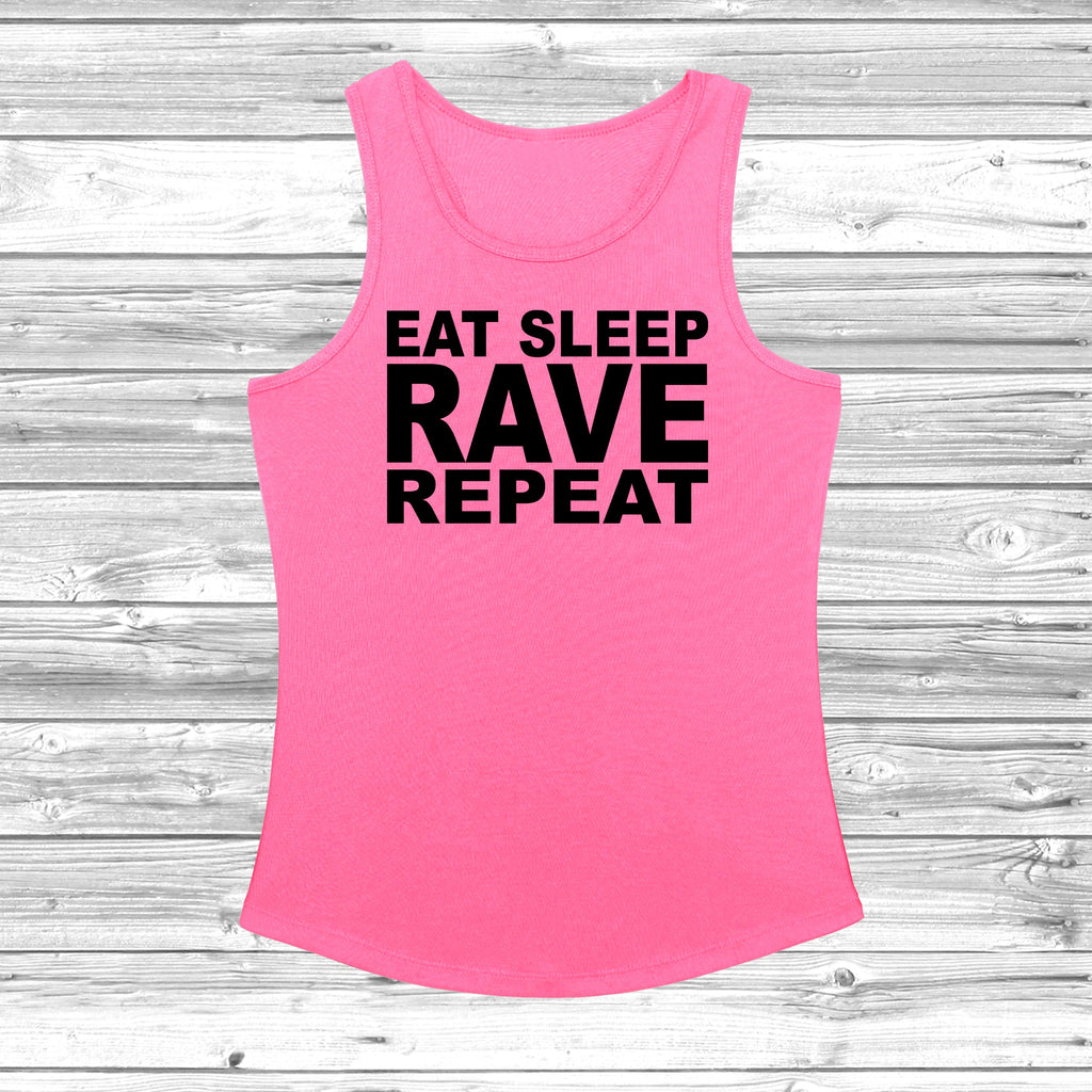 Get trendy with Eat Sleep Rave Repeat Women's Cool Vest - Vest available at DizzyKitten. Grab yours for £11.49 today!