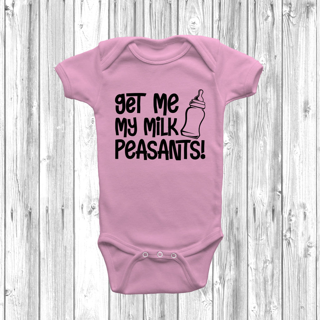 Get trendy with Get Me My Milk Peasants Baby Grow - Baby Grow available at DizzyKitten. Grab yours for £8.49 today!