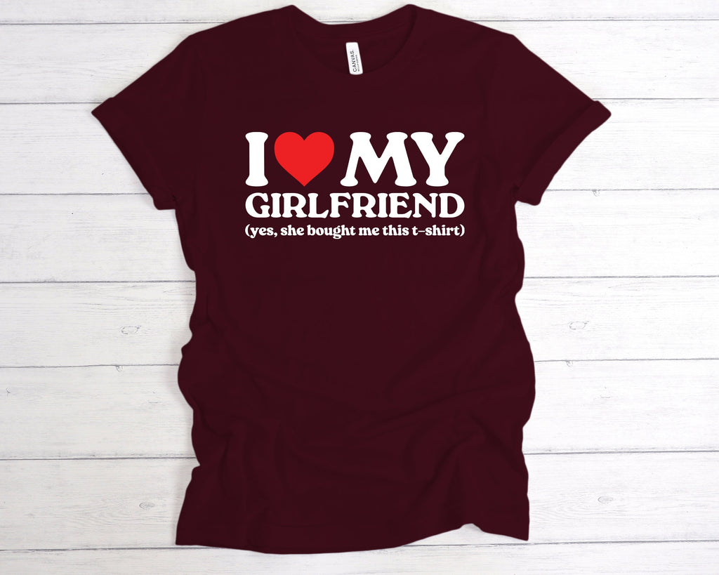 Get trendy with I Love My Girlfriend She Bought Me This T-Shirt - T-Shirt available at DizzyKitten. Grab yours for £12.99 today!