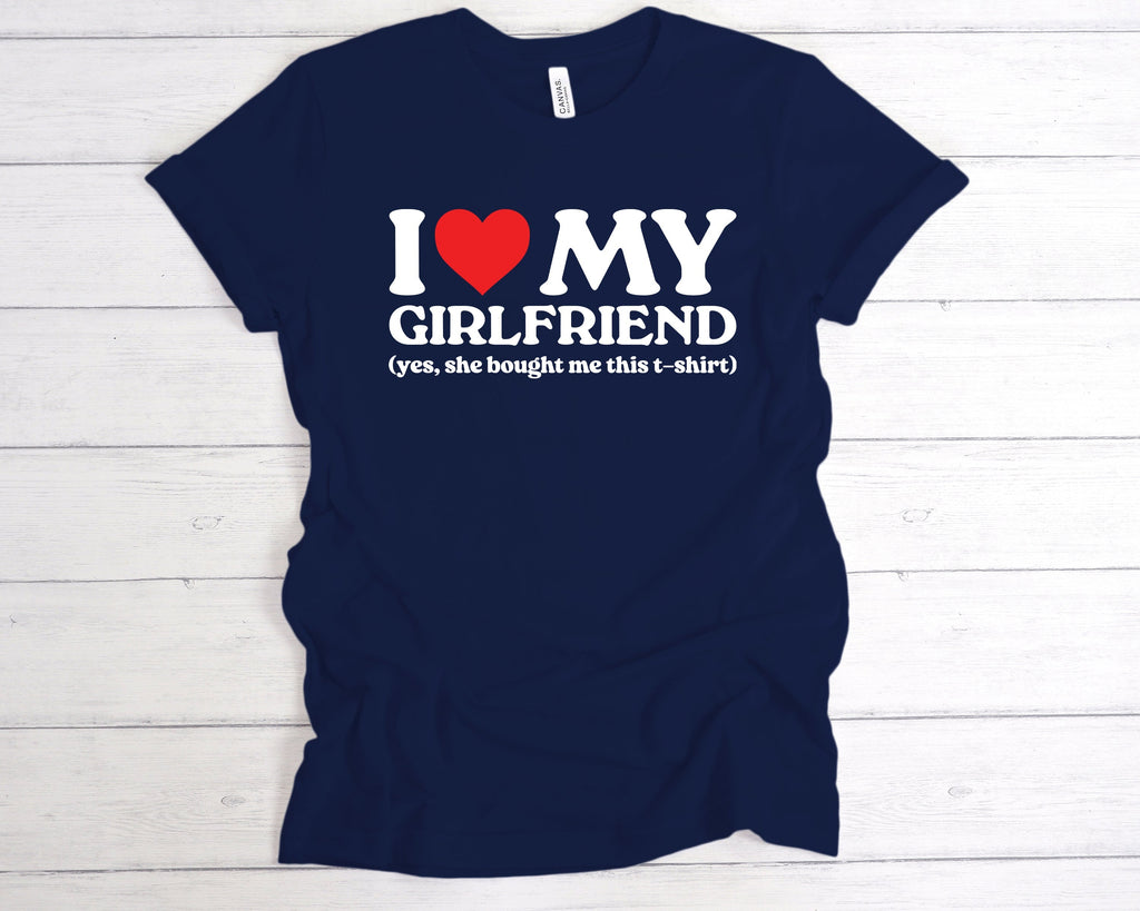 Get trendy with I Love My Girlfriend She Bought Me This T-Shirt - T-Shirt available at DizzyKitten. Grab yours for £12.99 today!