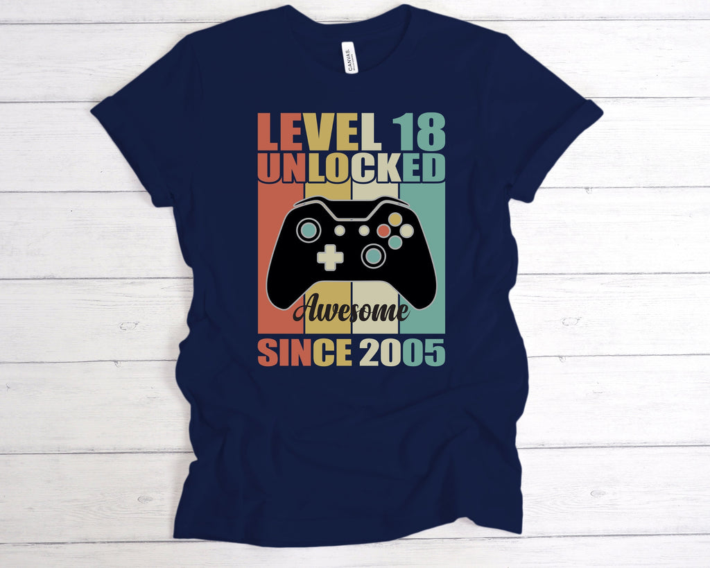 Get trendy with Level 18 Unlocked Awesome Since T-Shirt - T-Shirt available at DizzyKitten. Grab yours for £12.99 today!