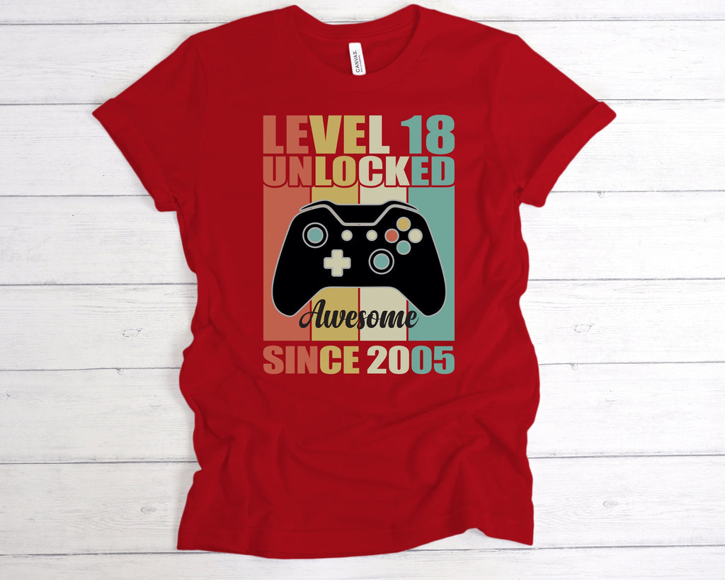 Get trendy with Level 18 Unlocked Awesome Since T-Shirt - T-Shirt available at DizzyKitten. Grab yours for £12.99 today!