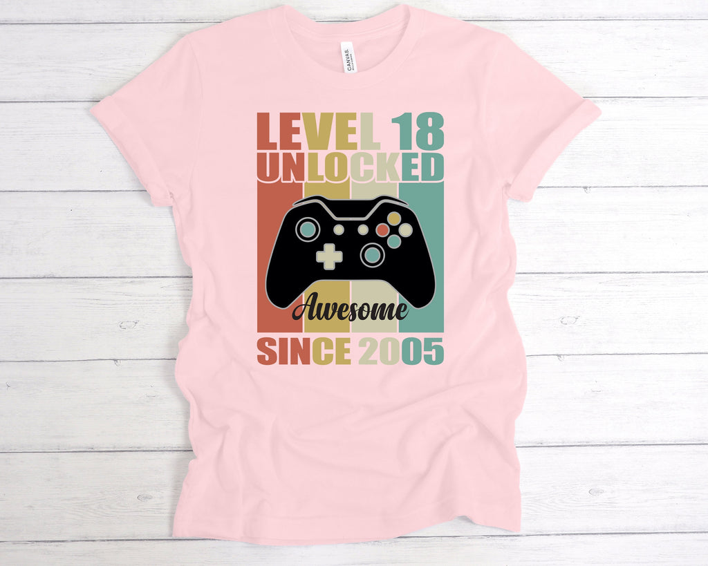 Get trendy with Level 18 Unlocked Awesome Since T-Shirt - T-Shirt available at DizzyKitten. Grab yours for £12.99 today!