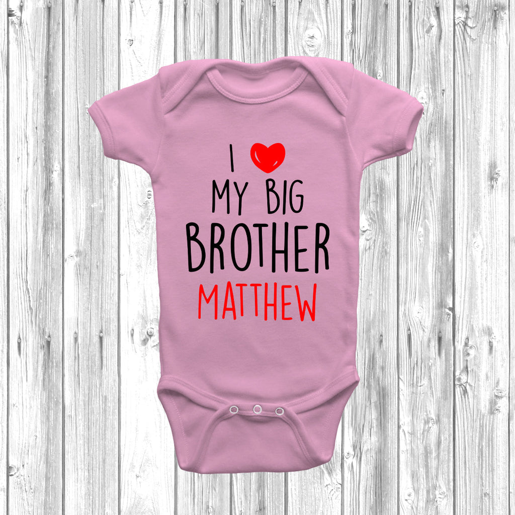 Get trendy with Personalised I Love My Big Brother Baby Grow - Baby Grow available at DizzyKitten. Grab yours for £8.45 today!