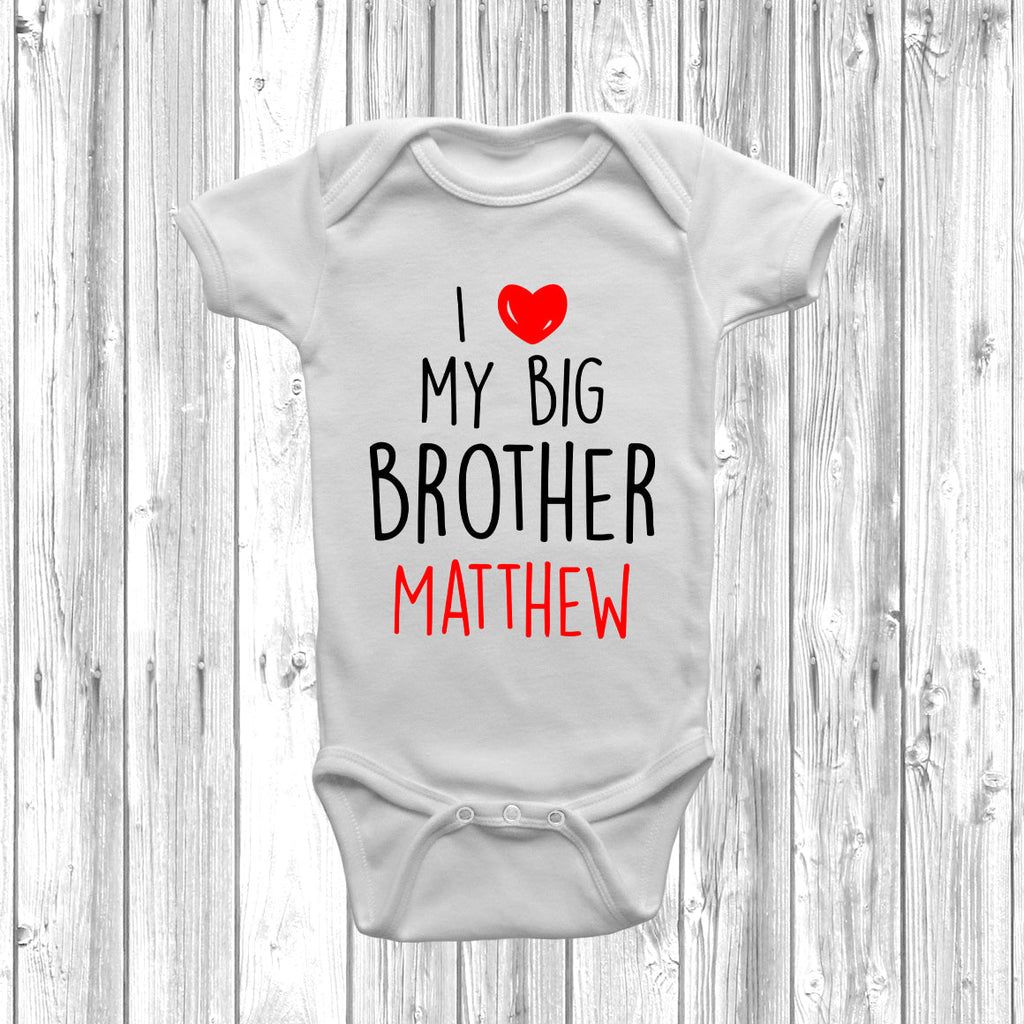 Get trendy with Personalised I Love My Big Brother Baby Grow - Baby Grow available at DizzyKitten. Grab yours for £8.45 today!