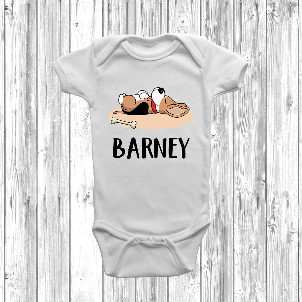 Get trendy with Personalised Beagle Lazy Dog Baby Grow -  available at DizzyKitten. Grab yours for £10.99 today!