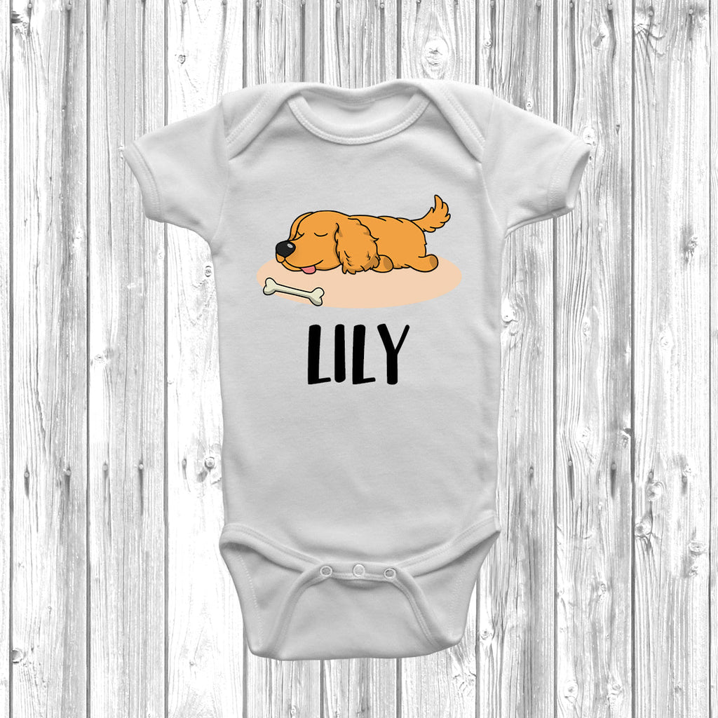 Get trendy with Personalised Cocker Spaniel Lazy Dog Baby Grow -  available at DizzyKitten. Grab yours for £10.99 today!