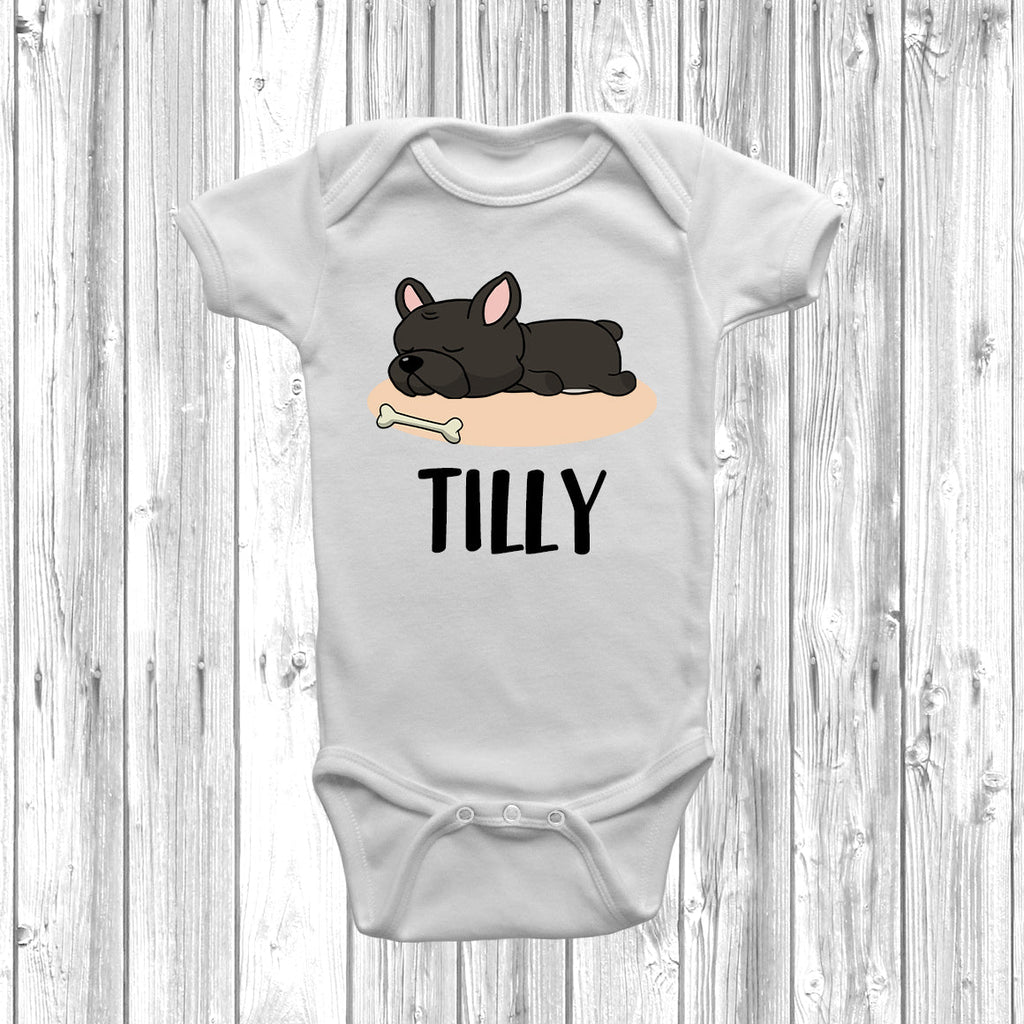 Get trendy with Personalised French Bulldog Lazy Dog Baby Grow -  available at DizzyKitten. Grab yours for £10.99 today!