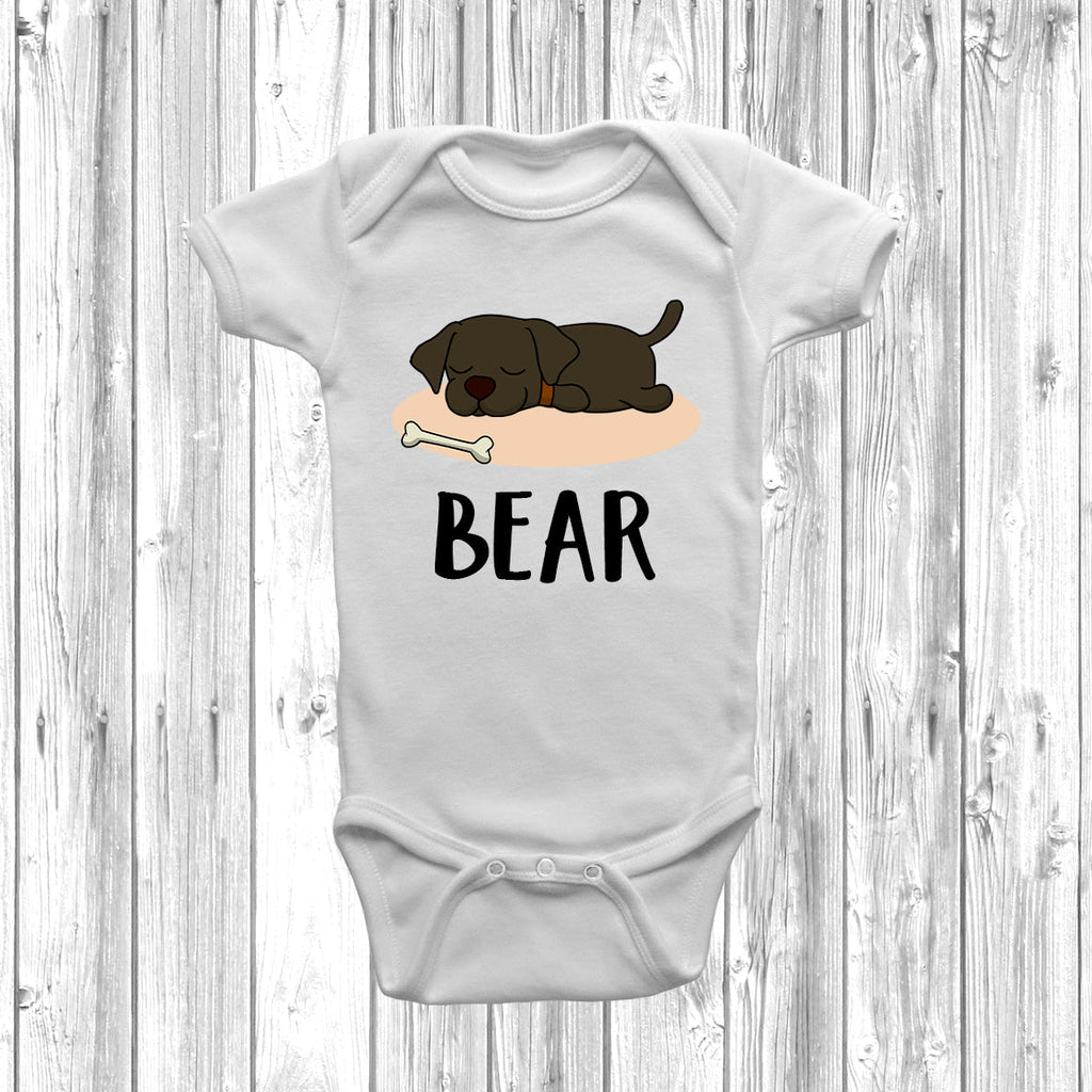 Get trendy with Personalised Labrador Lazy Dog Baby Grow -  available at DizzyKitten. Grab yours for £10.99 today!