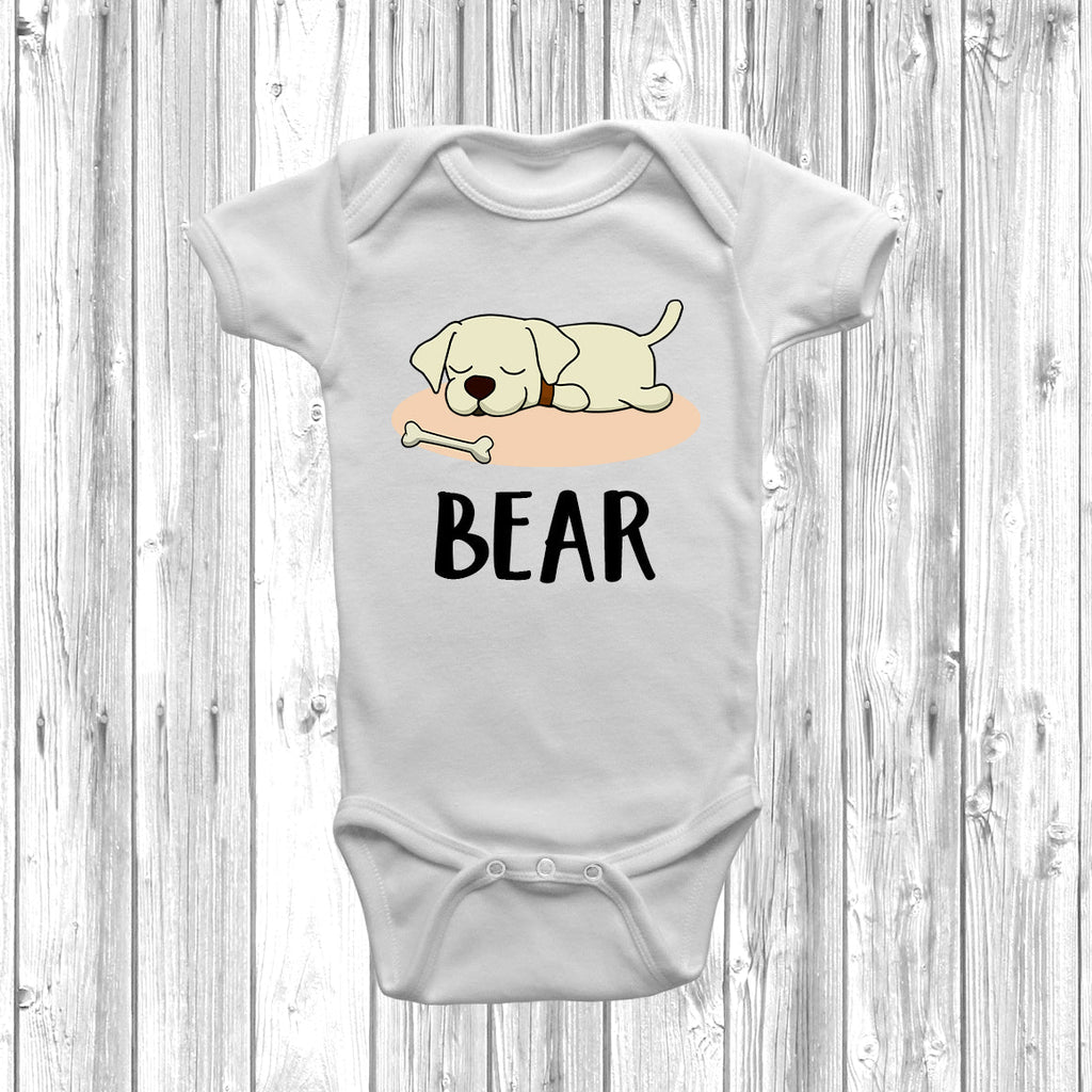 Get trendy with Personalised Labrador Lazy Dog Baby Grow -  available at DizzyKitten. Grab yours for £10.99 today!