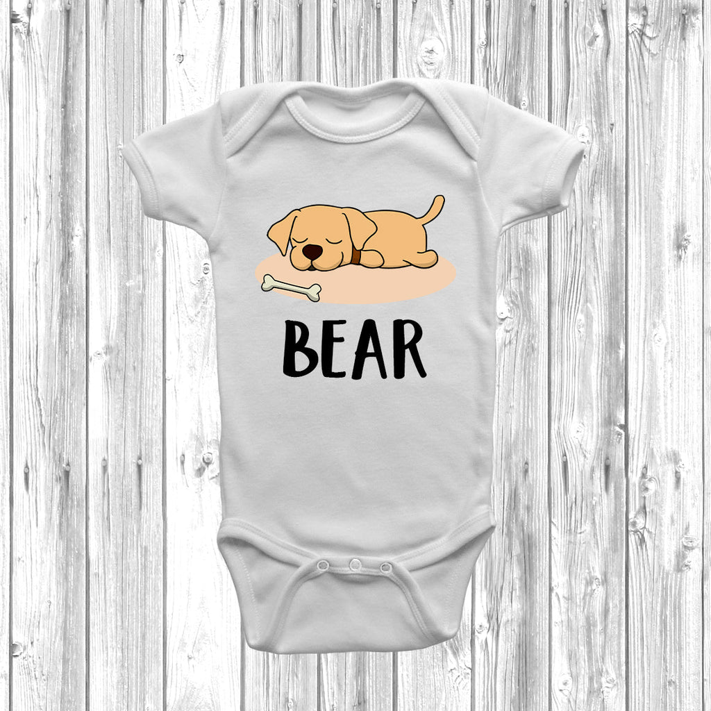 Get trendy with Personalised Labrador Lazy Dog Baby Grow -  available at DizzyKitten. Grab yours for £10.99 today!