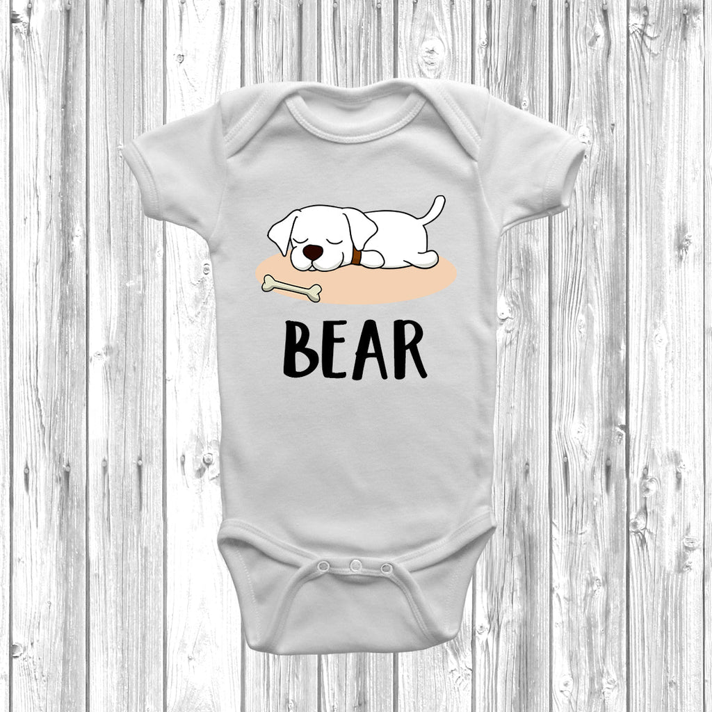 Get trendy with Personalised Labrador Lazy Dog Baby Grow -  available at DizzyKitten. Grab yours for £10.99 today!