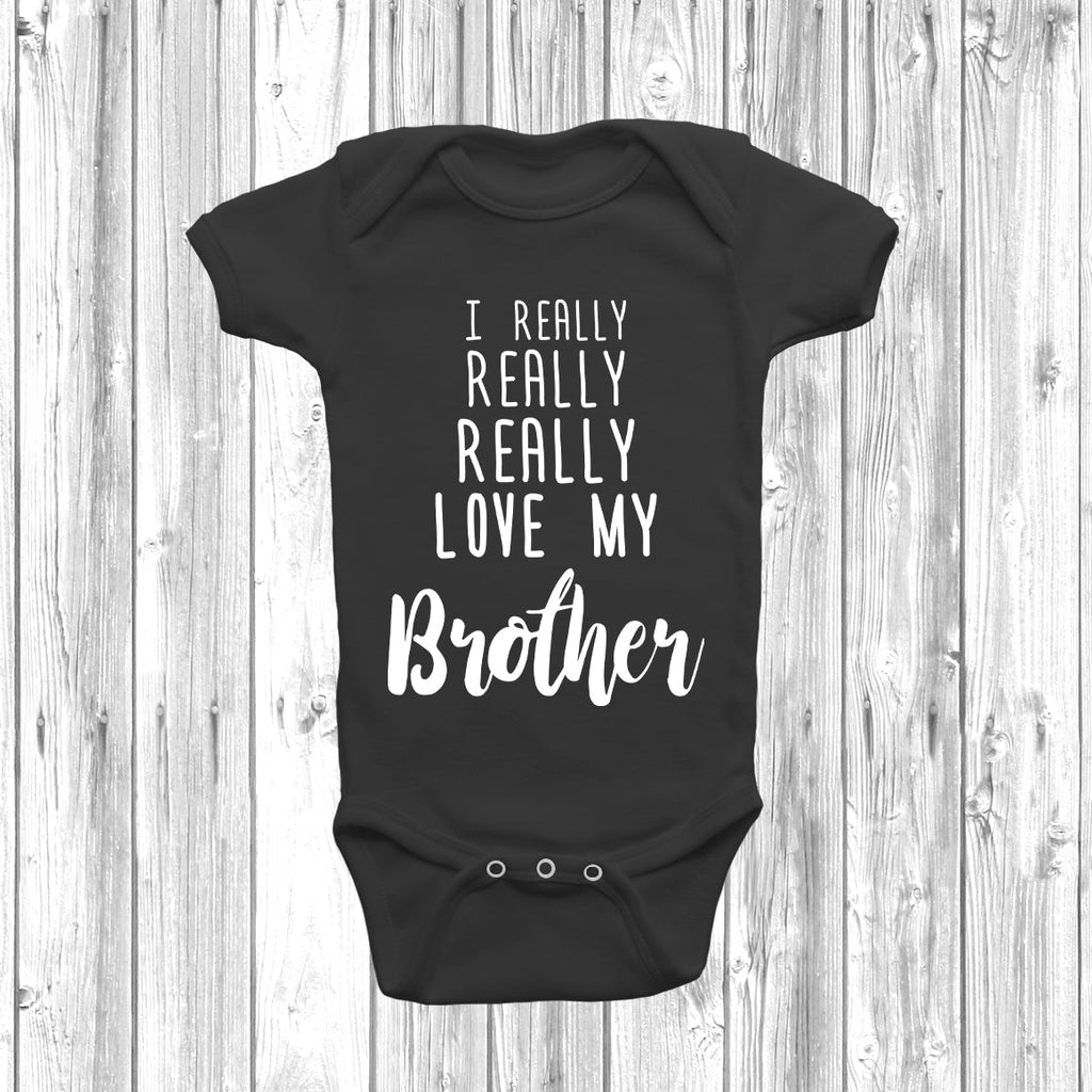 Get trendy with I Really Really Love My Brother Baby Grow - Baby Grow available at DizzyKitten. Grab yours for £8.99 today!