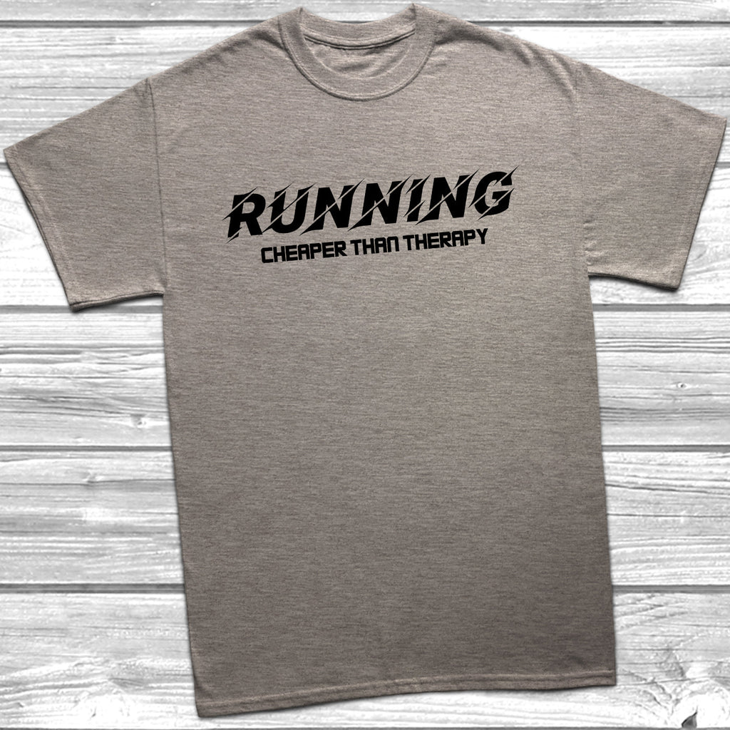 Get trendy with Running Cheaper Than Therapy T-Shirt - T-Shirt available at DizzyKitten. Grab yours for £9.49 today!