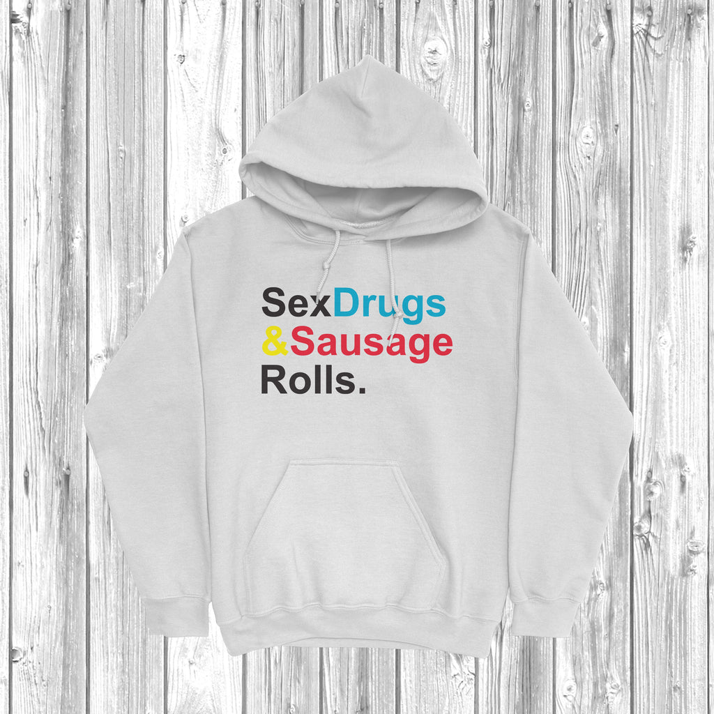 Get trendy with Sex Drugs And Sausage Rolls Hoodie - Hoodie available at DizzyKitten. Grab yours for £28.49 today!