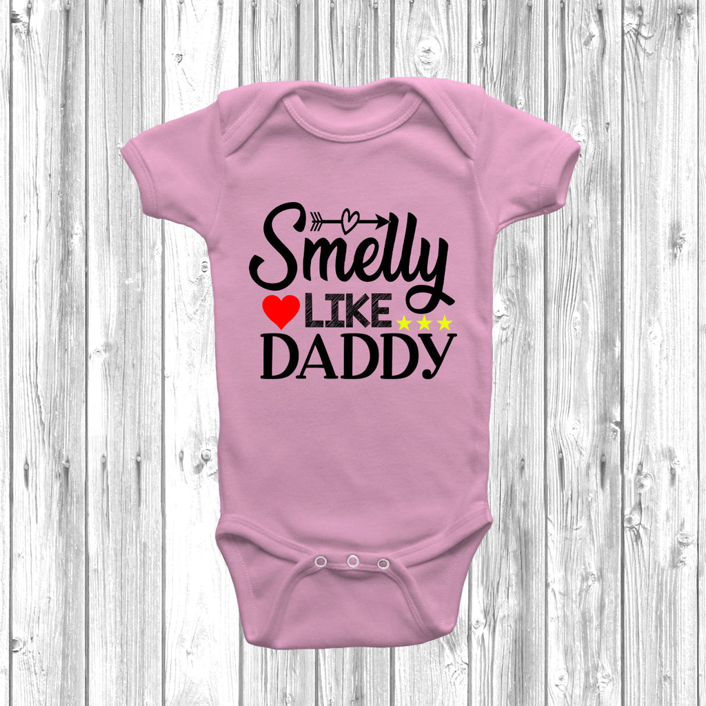 Get trendy with Smelly Like Daddy Baby Grow - Baby Grow available at DizzyKitten. Grab yours for £9.49 today!