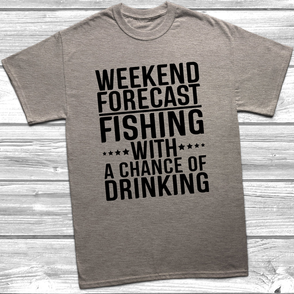 Get trendy with Weekend Forecast Fishing With A Chance Of Drinking T-Shirt - T-Shirt available at DizzyKitten. Grab yours for £10.99 today!