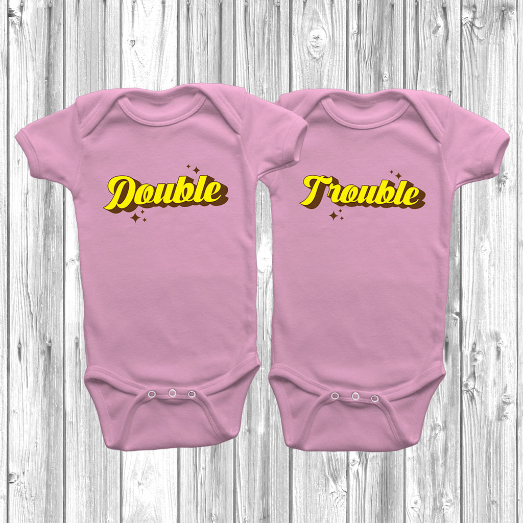 Get trendy with Double Trouble Baby Grow Set - Baby Grow available at DizzyKitten. Grab yours for £16.99 today!