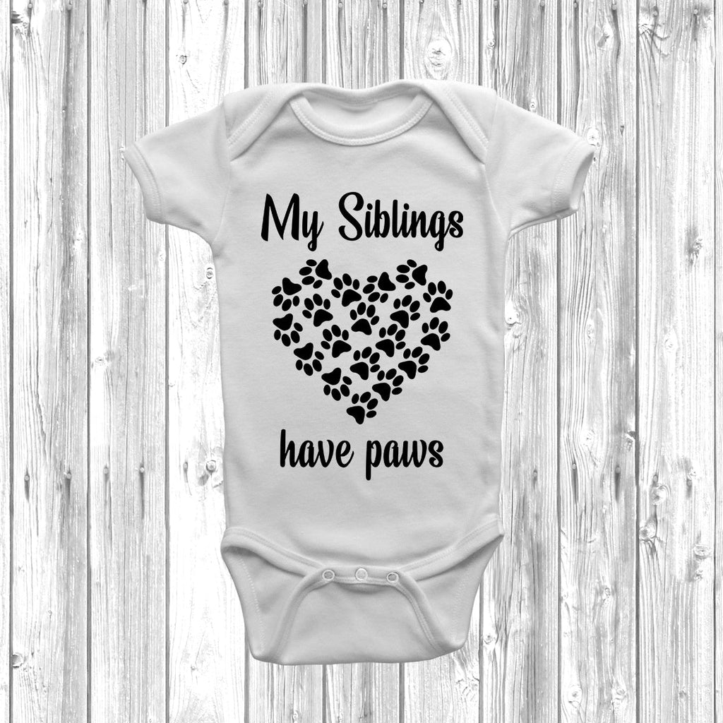 Get trendy with My Big Siblings Have Paws Hearts Baby Grow - Baby Grow available at DizzyKitten. Grab yours for £8.99 today!