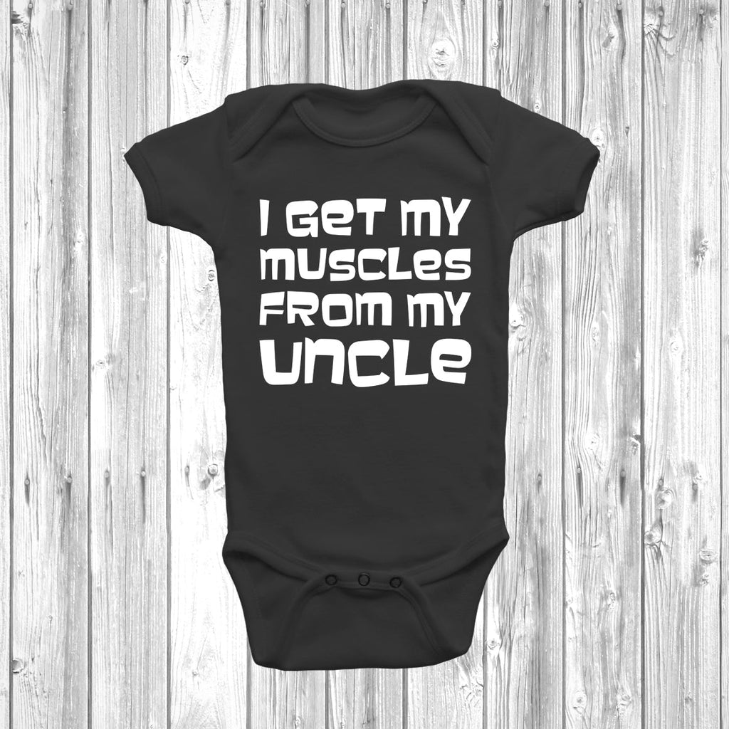 Get trendy with I Get My Muscles From My Uncle Baby Grow - Baby Grow available at DizzyKitten. Grab yours for £7.45 today!
