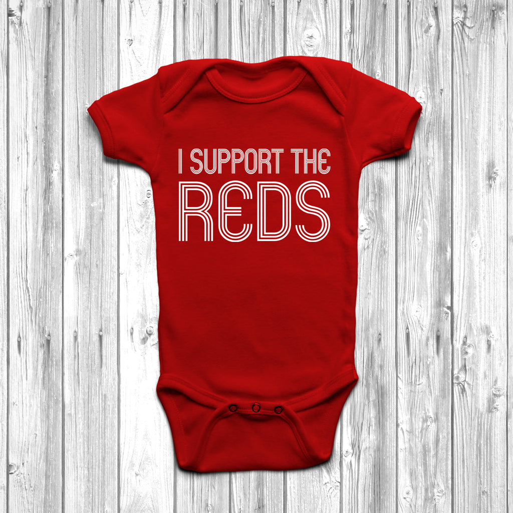 Get trendy with I Support The Reds Baby Grow - Baby Grow available at DizzyKitten. Grab yours for £8.45 today!