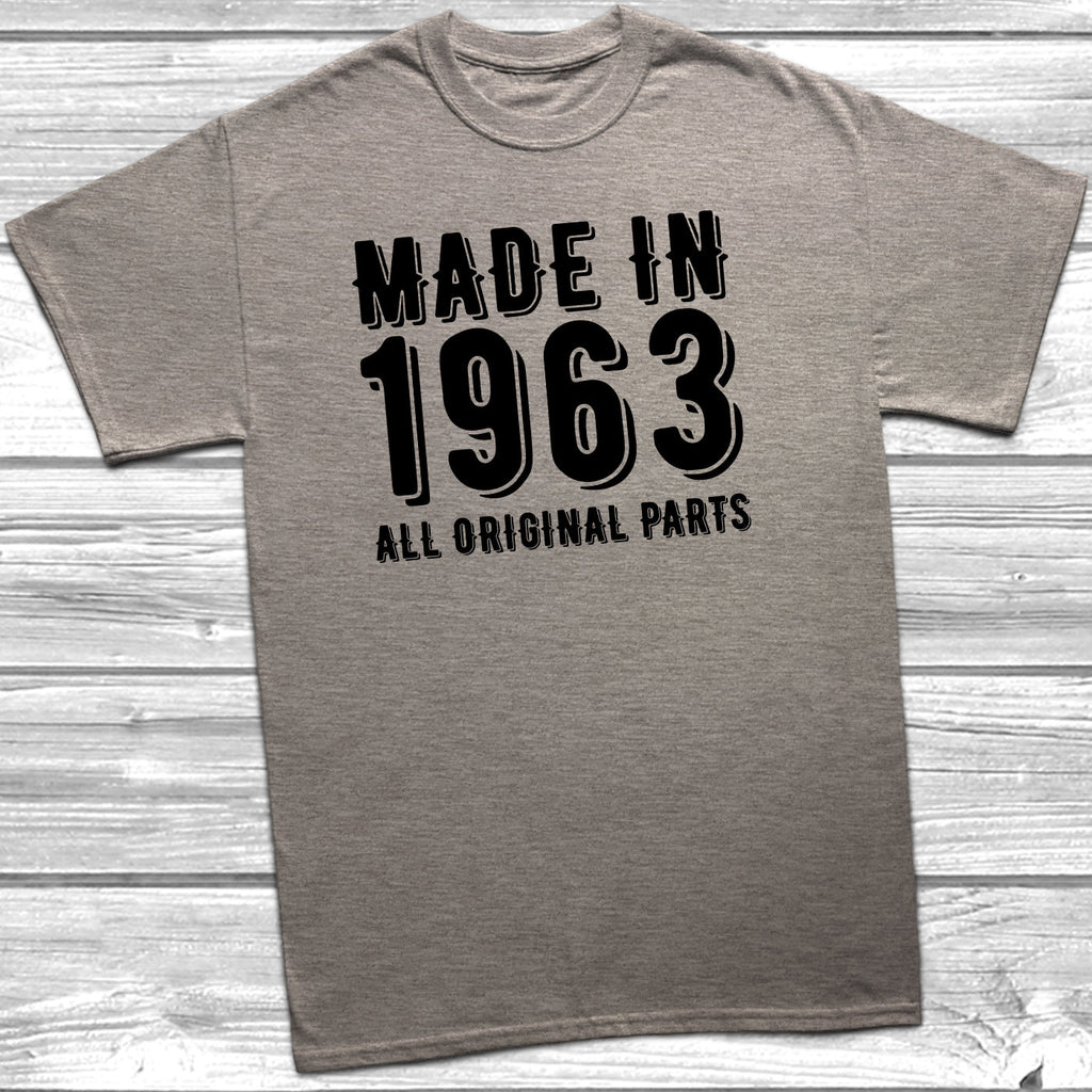 Get trendy with Made In 1963 All Original Parts T-Shirt - T-Shirt available at DizzyKitten. Grab yours for £10.49 today!