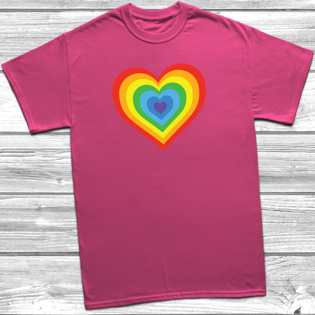 Get trendy with Multiple Heart Rainbow LGBT T-Shirt - T-Shirt available at DizzyKitten. Grab yours for £10.45 today!