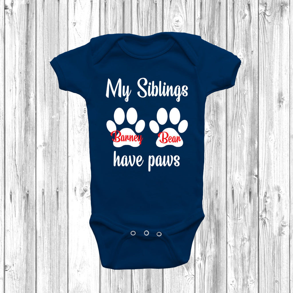 Get trendy with Personalised My Big Siblings Have Paws Baby Grow - Baby Grow available at DizzyKitten. Grab yours for £10.99 today!