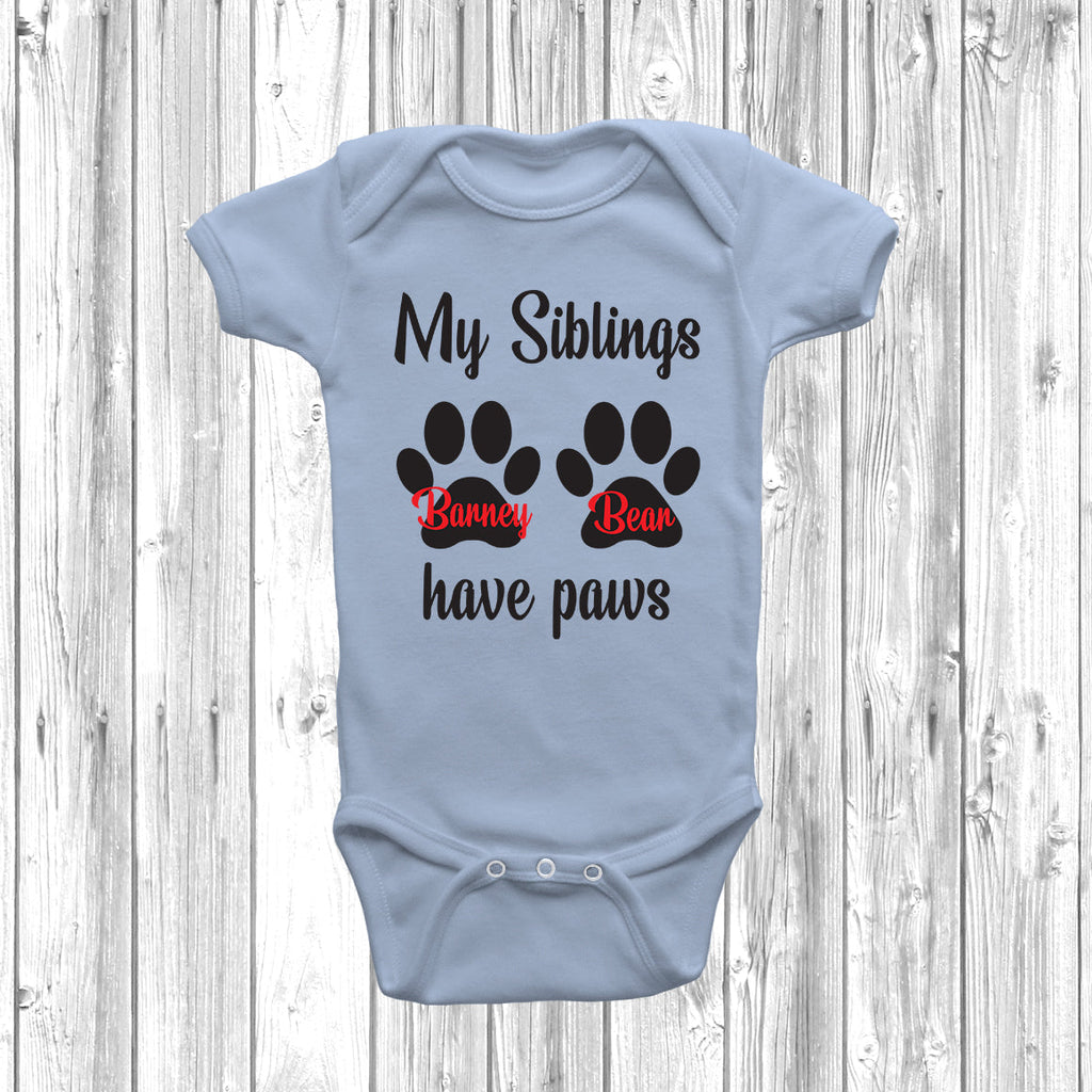 Get trendy with Personalised My Big Siblings Have Paws Baby Grow - Baby Grow available at DizzyKitten. Grab yours for £10.99 today!