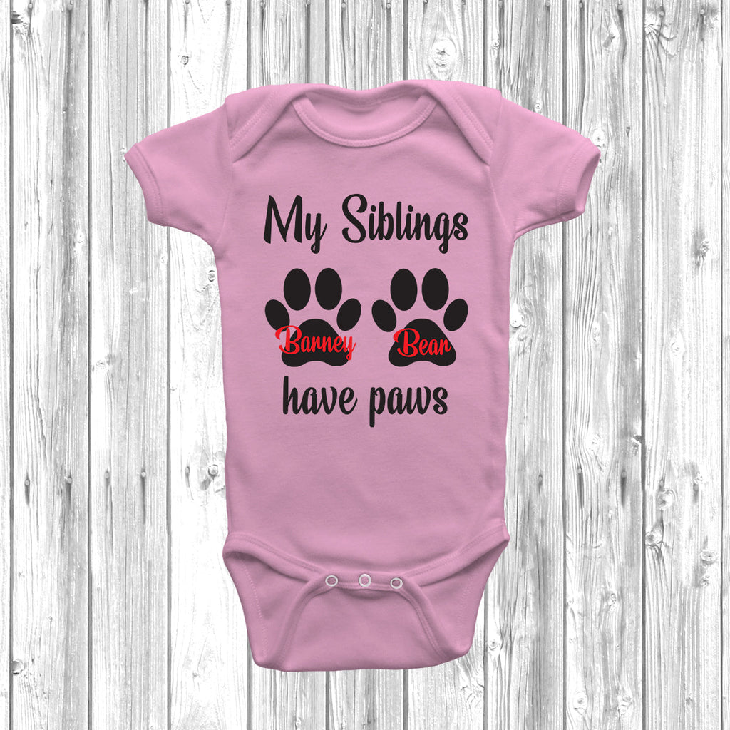 Get trendy with Personalised My Big Siblings Have Paws Baby Grow - Baby Grow available at DizzyKitten. Grab yours for £10.99 today!