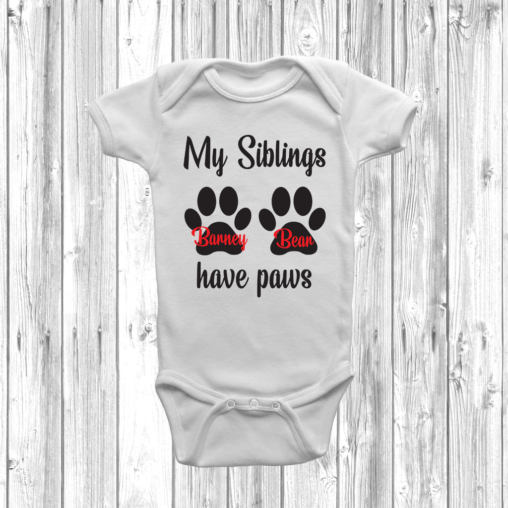 Get trendy with Personalised My Big Siblings Have Paws Baby Grow - Baby Grow available at DizzyKitten. Grab yours for £10.99 today!