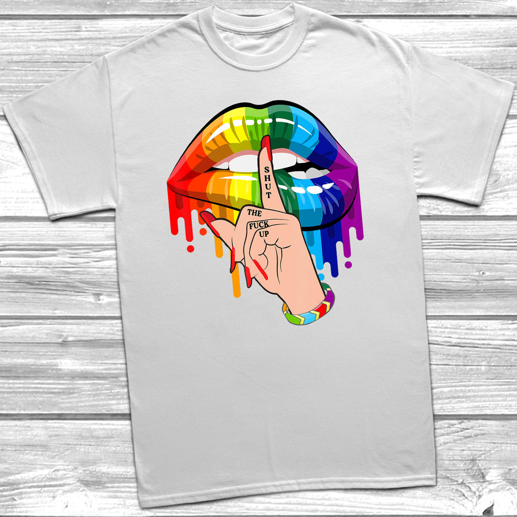 Get trendy with Rainbow Lips STFU T-Shirt - T-Shirt available at DizzyKitten. Grab yours for £11.99 today!