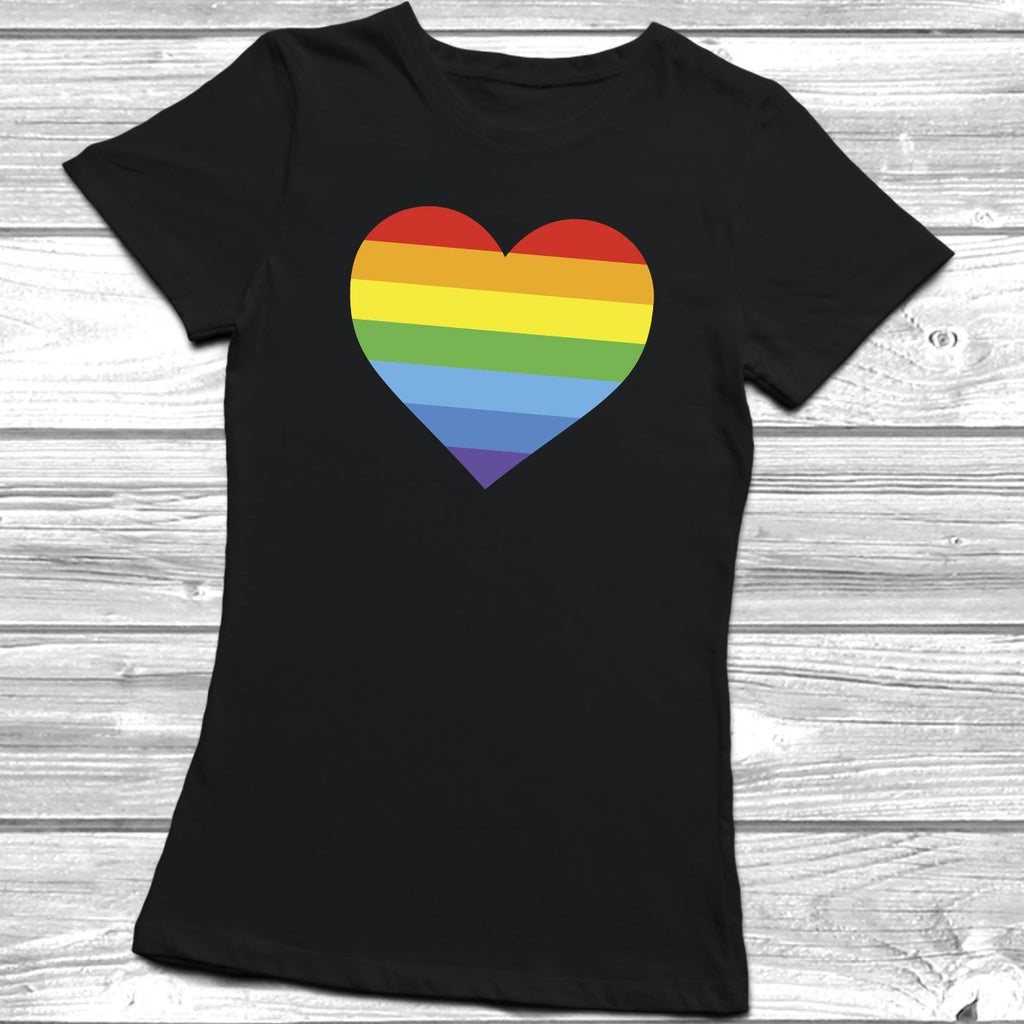 Get trendy with Rainbow Heart Stripes LGBT T-Shirt - T-Shirt available at DizzyKitten. Grab yours for £10.45 today!