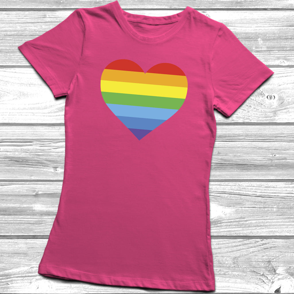 Get trendy with Rainbow Heart Stripes LGBT T-Shirt - T-Shirt available at DizzyKitten. Grab yours for £10.45 today!