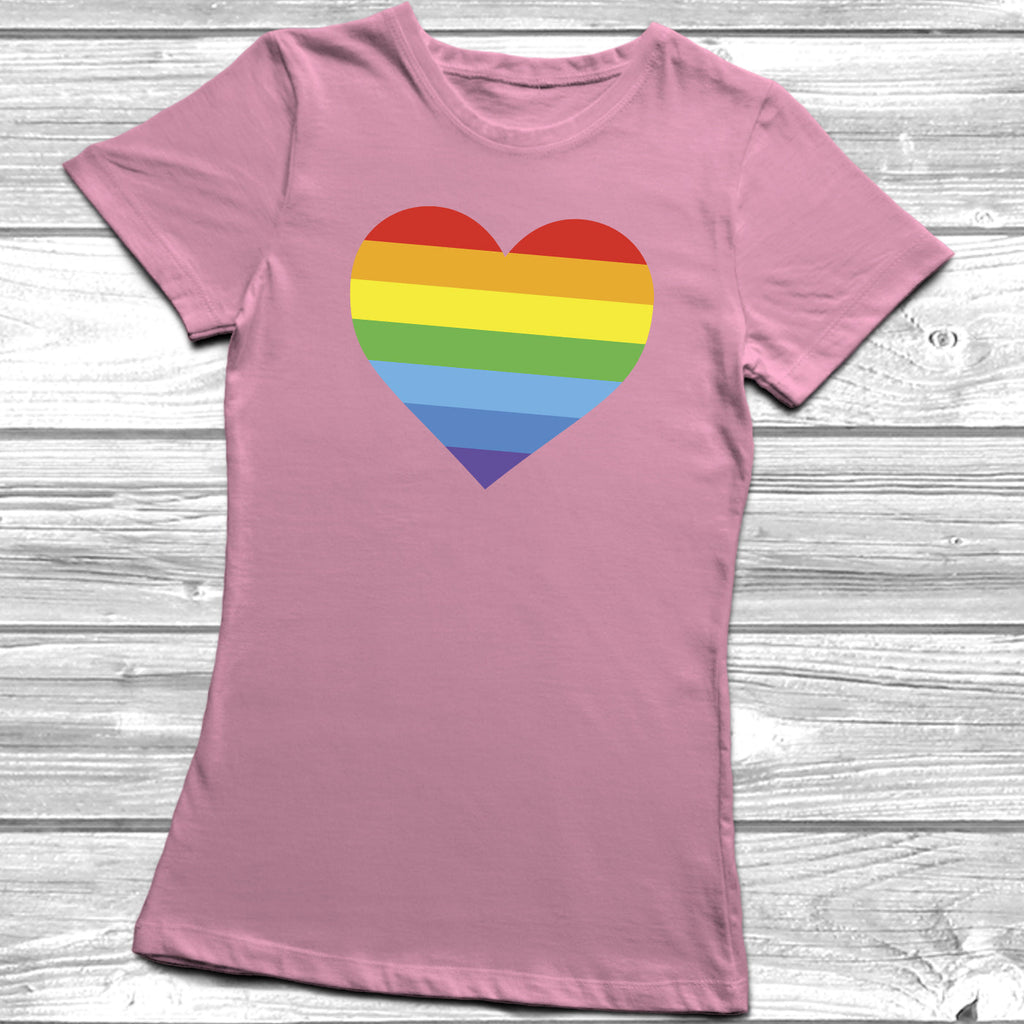 Get trendy with Rainbow Heart Stripes LGBT T-Shirt - T-Shirt available at DizzyKitten. Grab yours for £10.45 today!