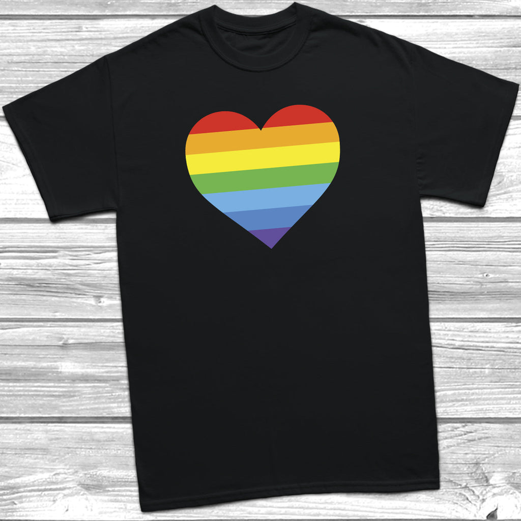 Get trendy with Rainbow Heart Stripes LGBT T-Shirt - T-Shirt available at DizzyKitten. Grab yours for £10.45 today!