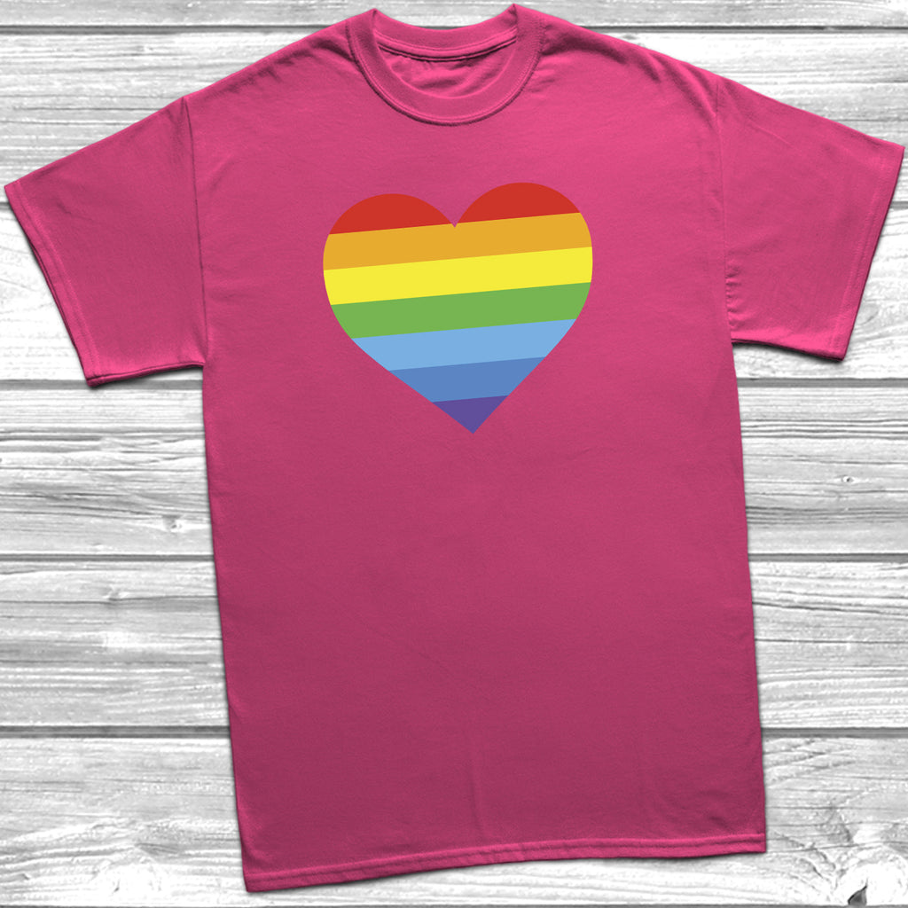 Get trendy with Rainbow Heart Stripes LGBT T-Shirt - T-Shirt available at DizzyKitten. Grab yours for £10.45 today!